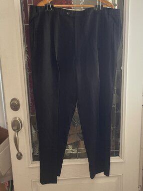 Lorenzo Bruno Black Super 150 Rayon Soft Dress Pants Button Straight Leg 41 X 32